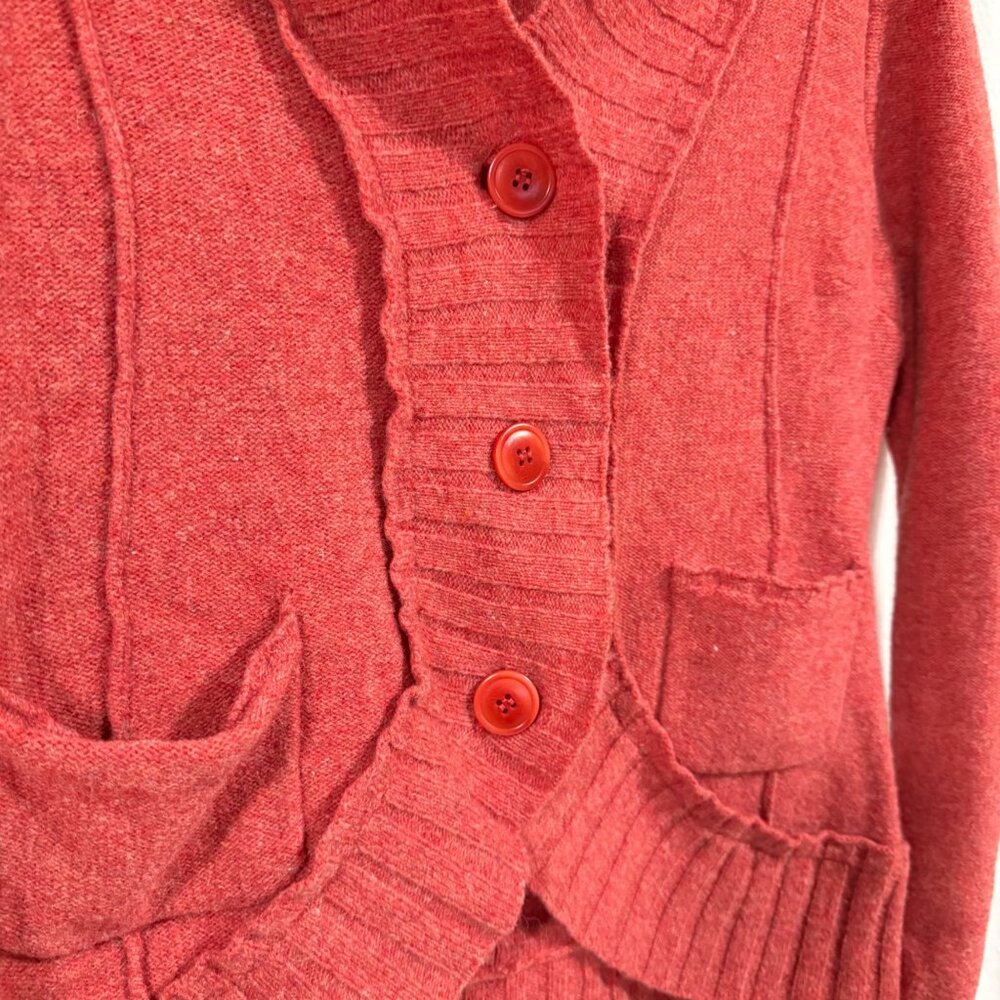 Sundance‎ Heather Red Ruffle Cardigan Size S - Picture 2 of 7